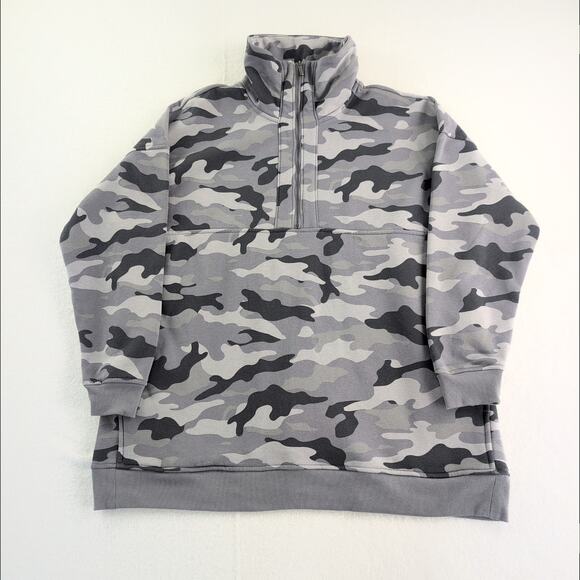 Old Navy Camo Quarter Zip Funnel Neck GorpCore Lounge Men's Large Black/Grey - Picture 1 of 10